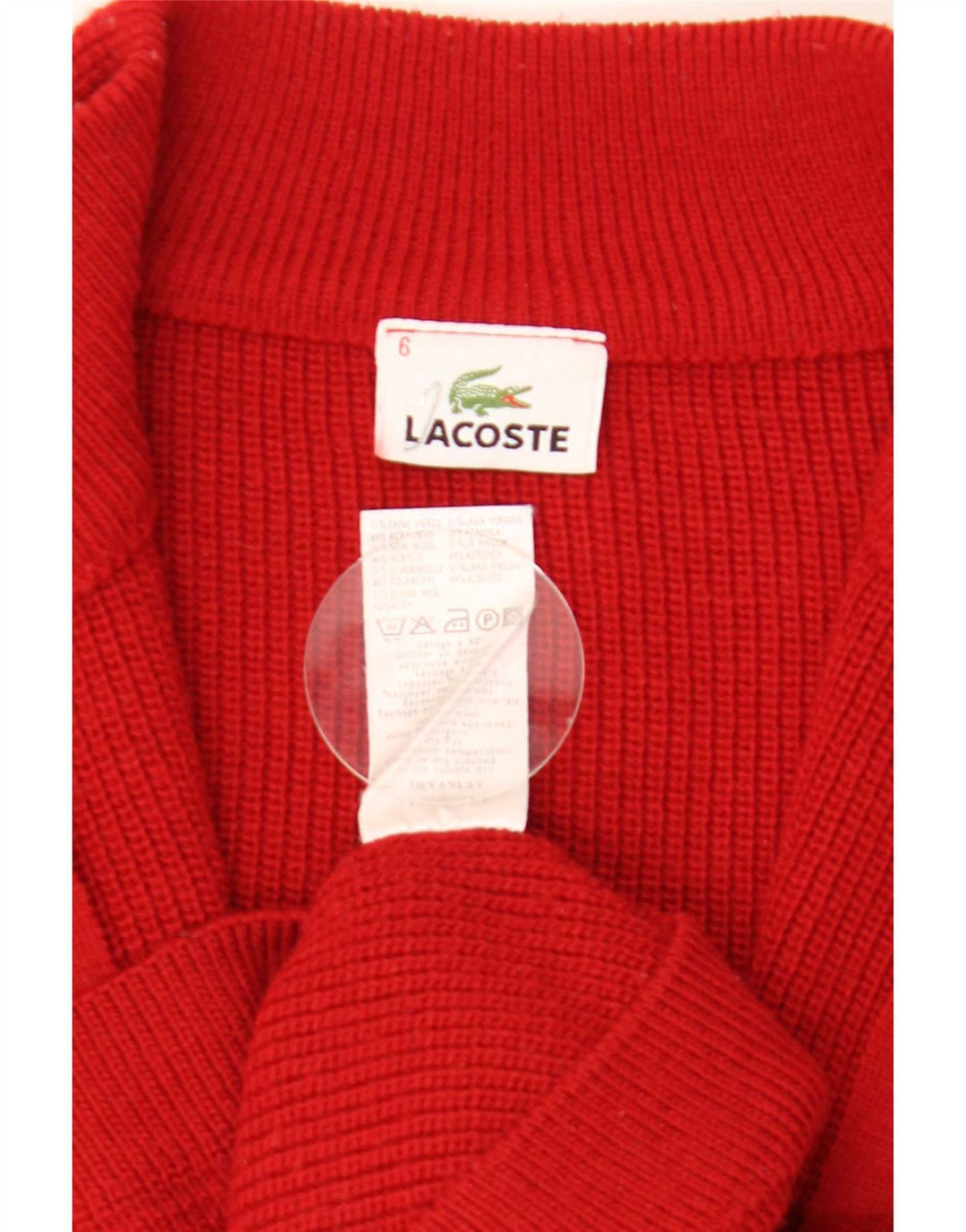 Lacoste Herren Strickjacke Pullover Größe 6 XL Rote Wolle