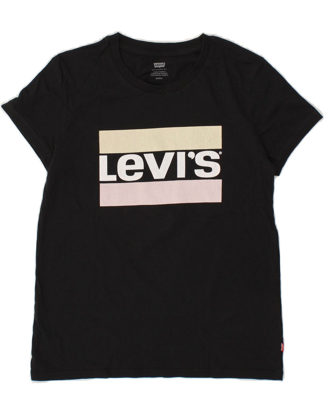 LEVI'S Womens Graphic T-Shirt Top UK 10 Small Black Vintage Levi's and Second-Hand Levi's from Messina Hembry 