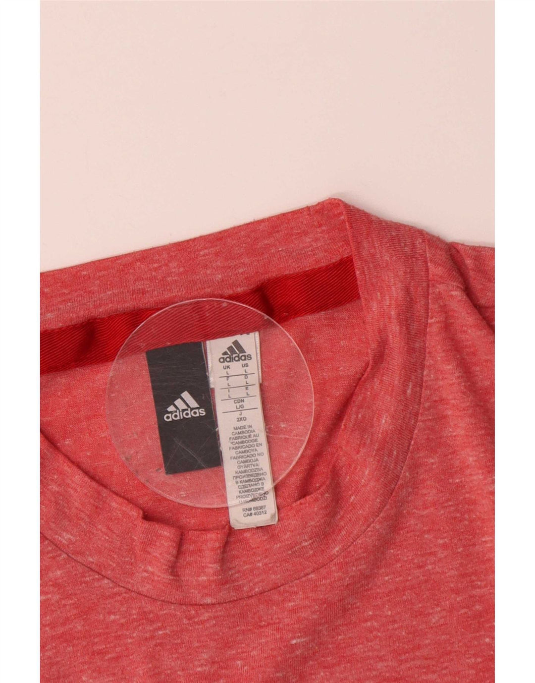 Adidas Herren T-Shirt Top Large Rosa meliert Polyester