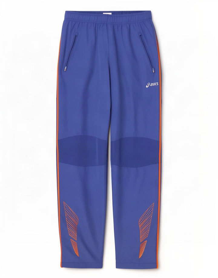 Asics Herren-Trainingshose mit Grafik, groß, blaues Farbblock-Polyester