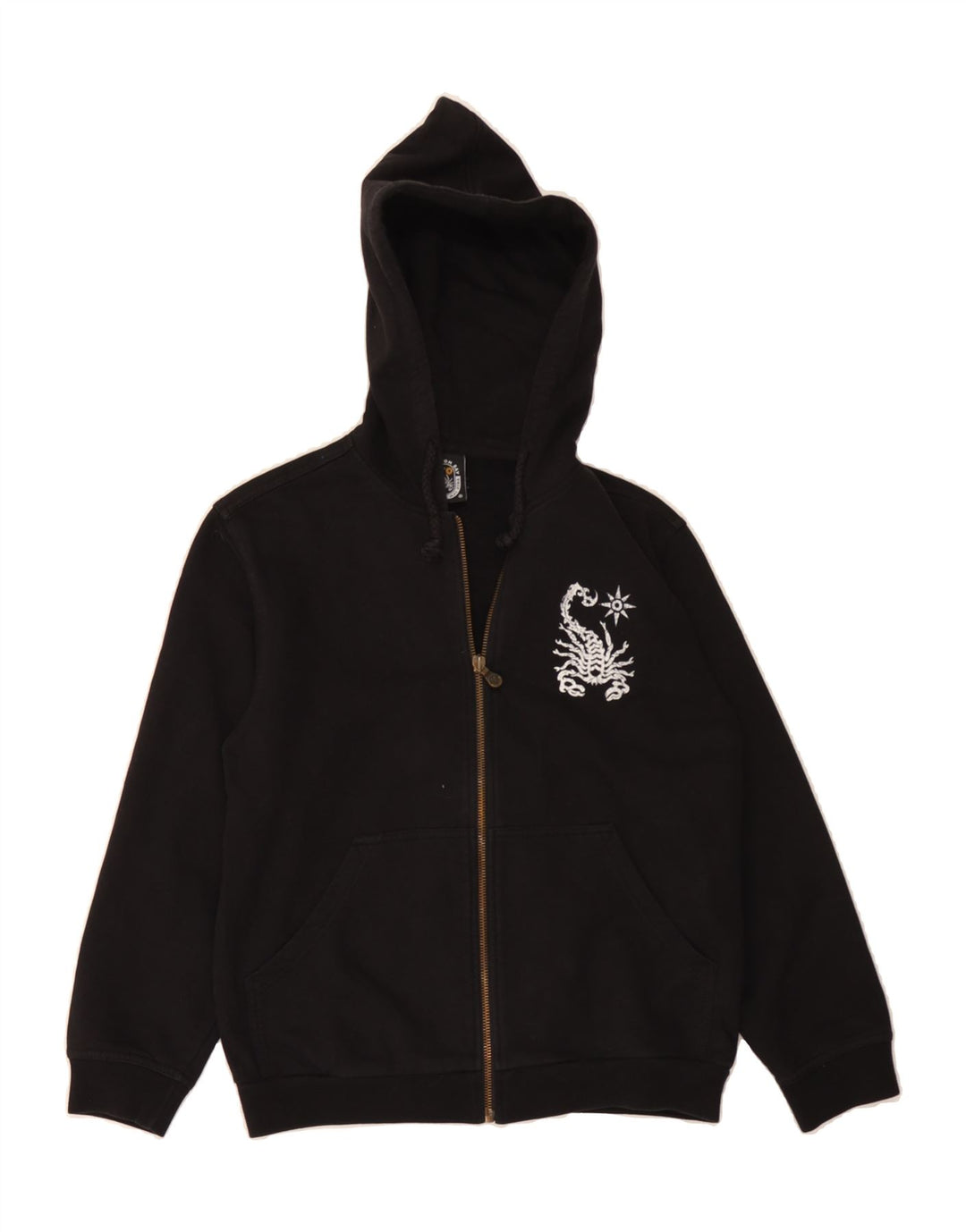 SCORPION BAY Boys Graphic Zip Hoodie Sweater 9-10 Years Medium Black Vintage Scorpion Bay and Second-Hand Scorpion Bay from Messina Hembry 