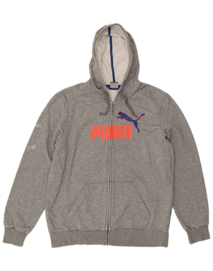 PUMA Herren Graphic Zip Hoodie Pullover Große graue Baumwolle