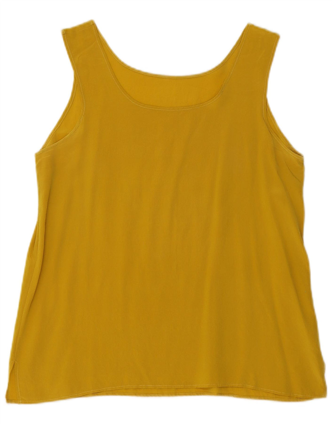 Vintage Damen Ärmelloses Blusentop UK 8 Kleine gelbe Seide
