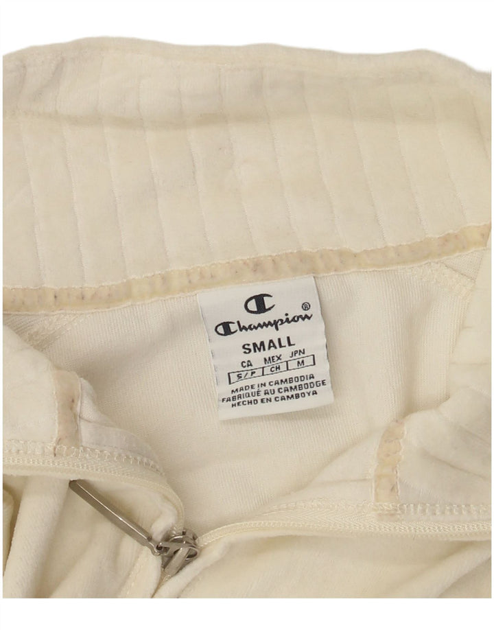 CHAMPION Womens Crop Trainingsanzug Top Jacke UK 10 Small Off White