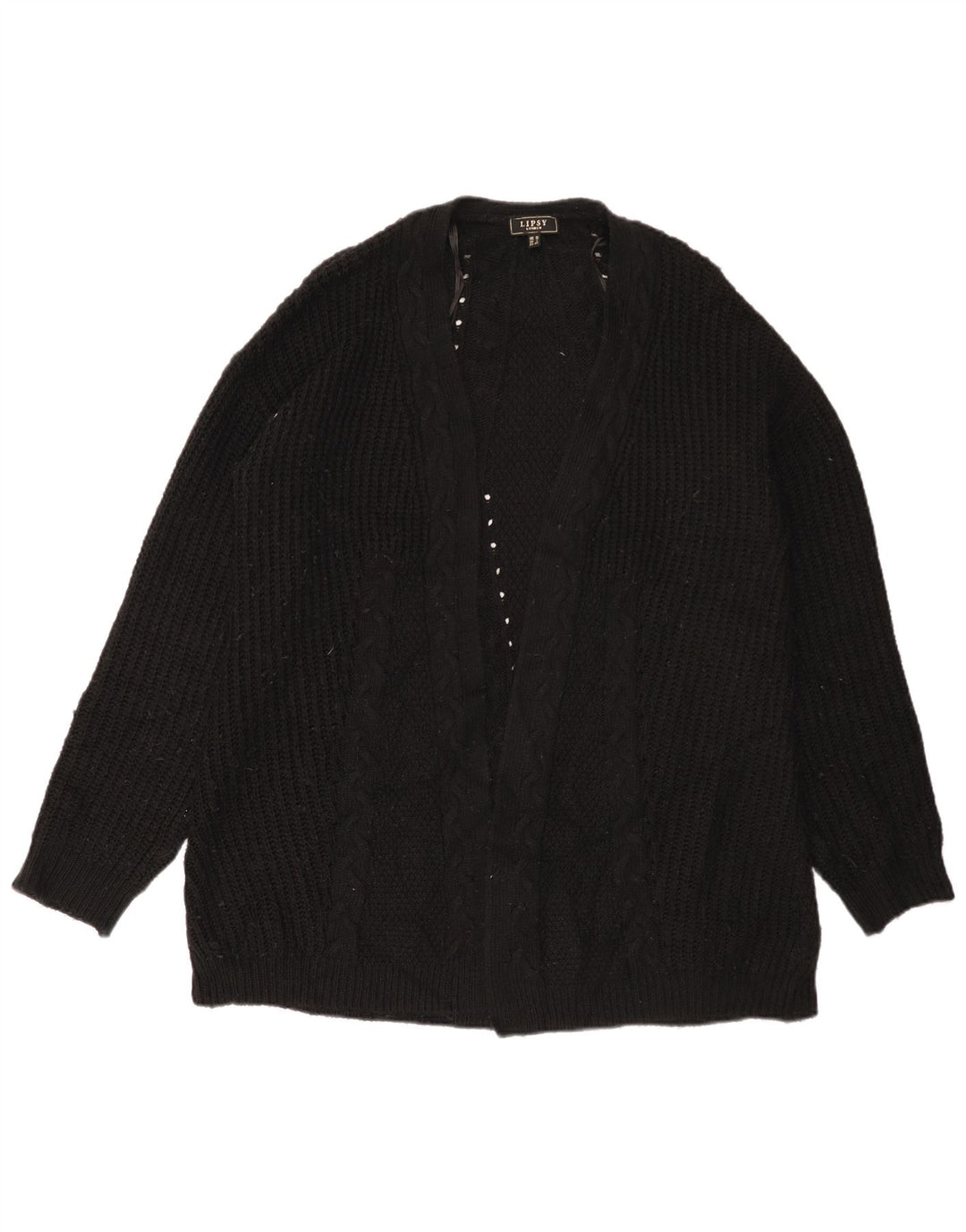 Lipsy Damen Longline Open Cardigan Pullover UK 12 Medium Schwarz