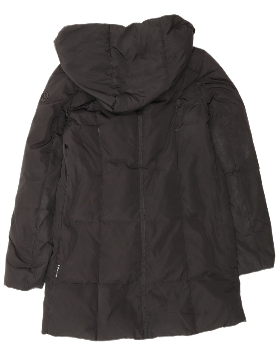 ARMANI JEANS Damen Übergroßer, gepolsterter Mantel mit Kapuze IT 38 XS Schwarzes Polyester