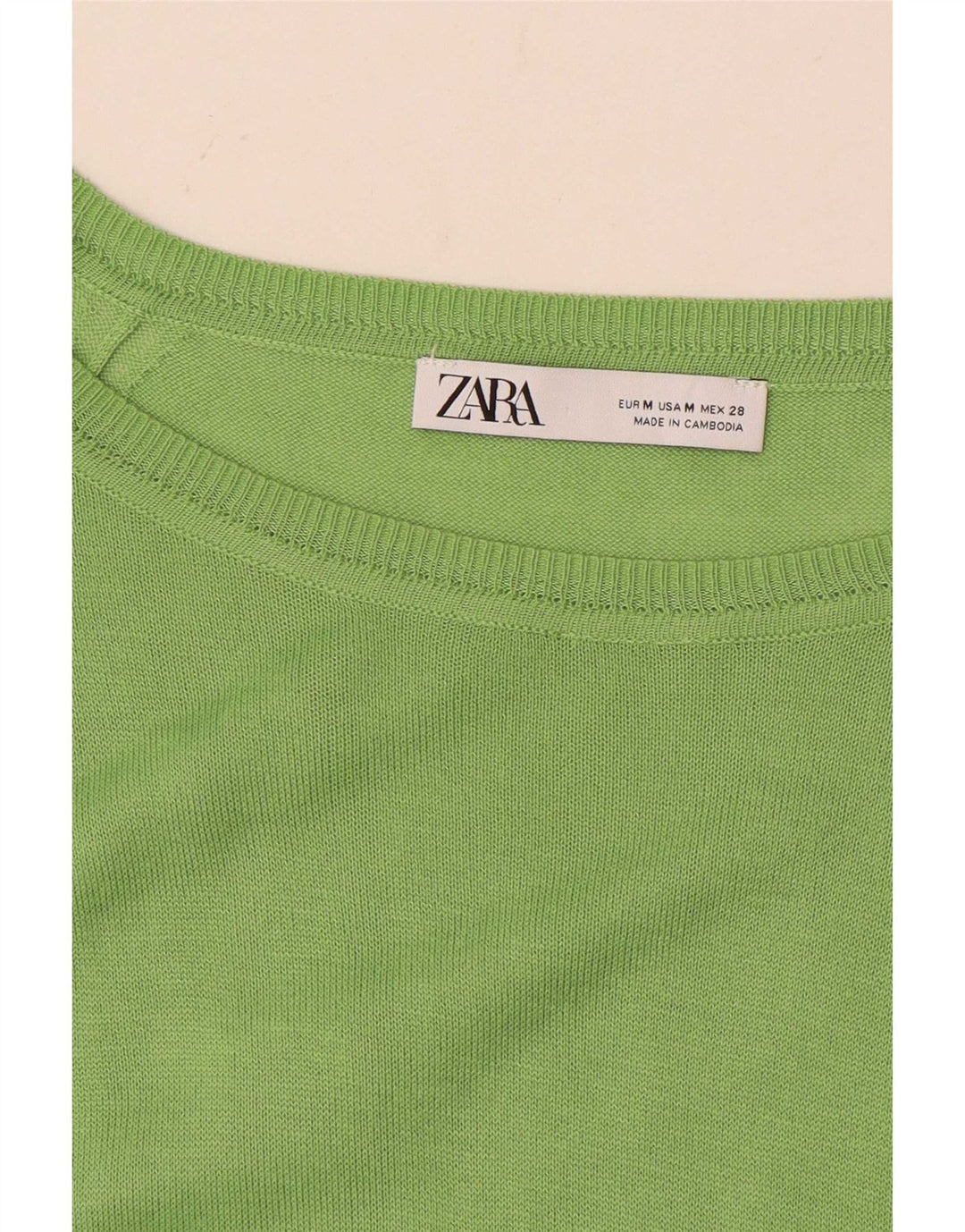 Zara Damen-Pullover mit U-Boot-Ausschnitt, Gr. 14, Mittelgrün