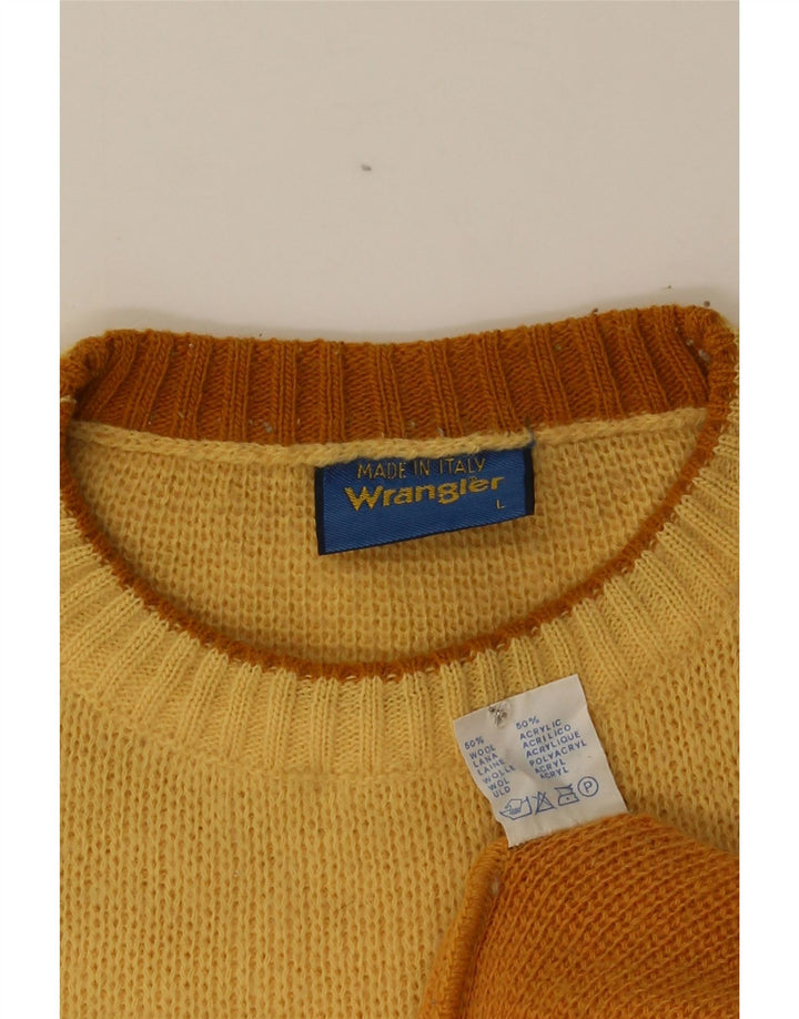 Wrangler Herren-Pullover mit Rundhalsausschnitt, groß, orangefarbenes Farbblock-Polyacryl