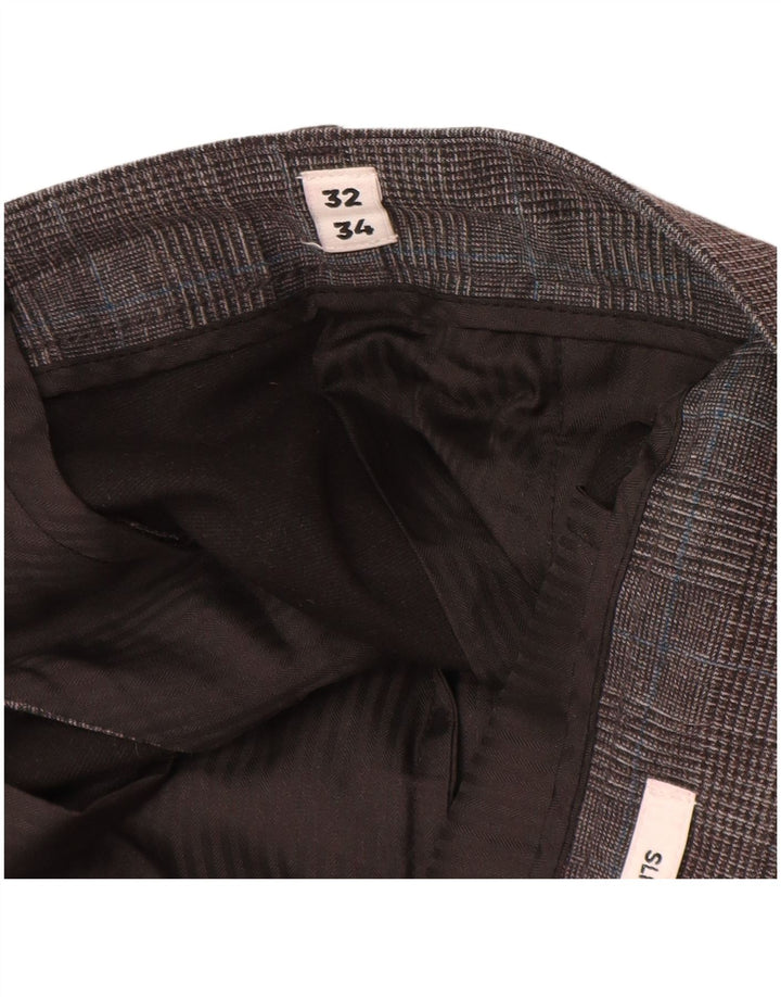 Jack & Jones Slim Chino-Hose für Herren, W32, L34, graues Hahnentritt-Polyester