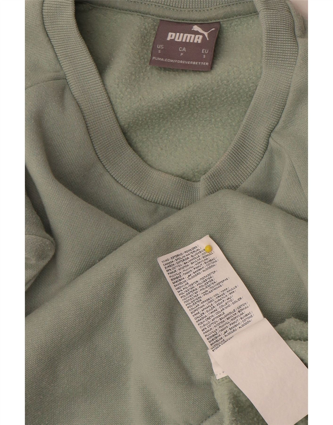 Puma Womens Crop Oversized Sweatshirt Pullover UK 10 Small Grüne Baumwolle