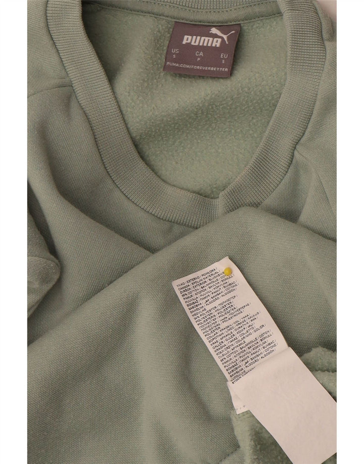 Puma Womens Crop Oversized Sweatshirt Pullover UK 10 Small Grüne Baumwolle