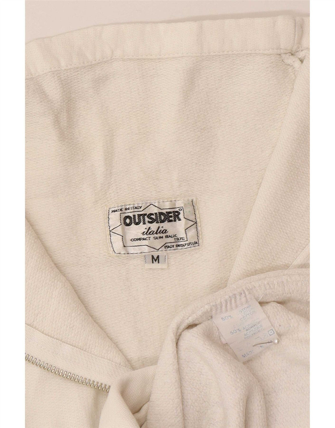 Outsider Herren-Sweatshirt mit grafischem Reißverschluss, mittlerer weißer Baumwolle