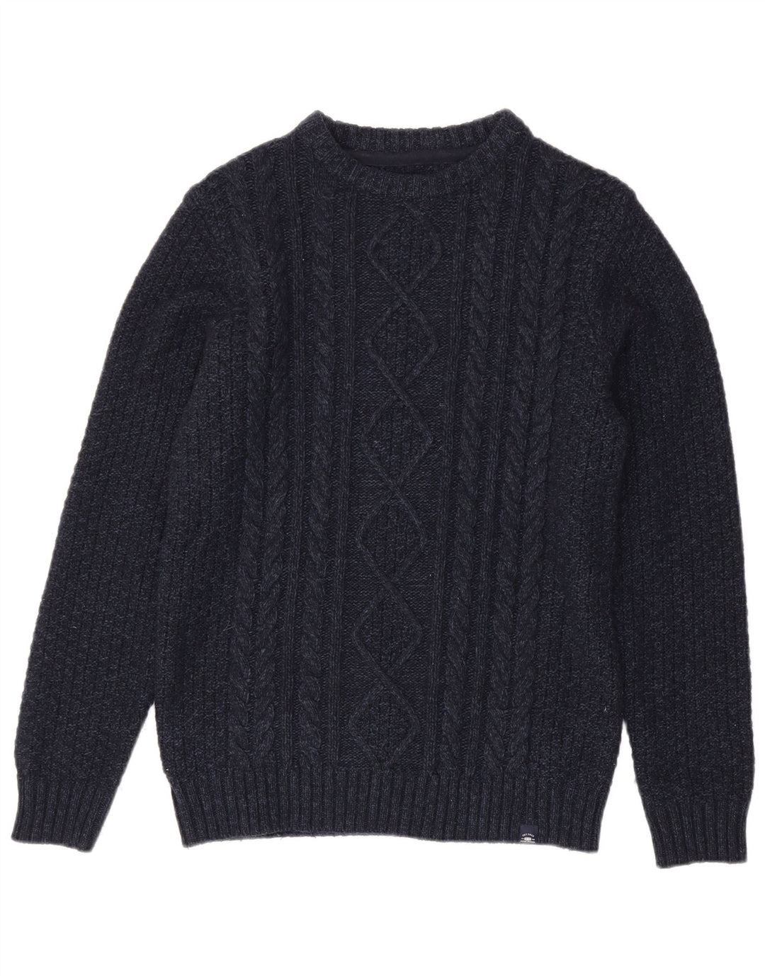 Fat Face Herren-Pullover mit U-Boot-Ausschnitt, Größe S, marineblaue Wolle