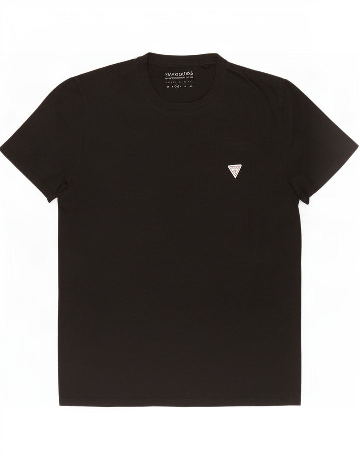 Guess Super Slim Fit T-Shirt-Oberteil für Herren aus mittelschwarzer Baumwolle