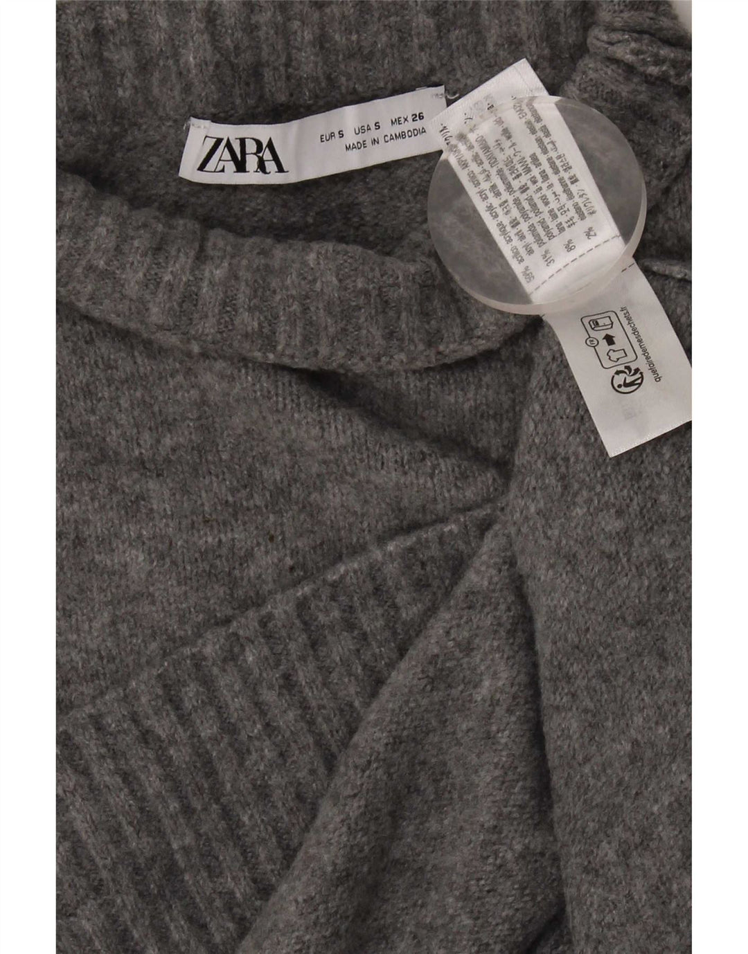 Zara Damen-Pullover mit Rollkragen, übergroß, Gr. 10, Small, Grau, Acryl