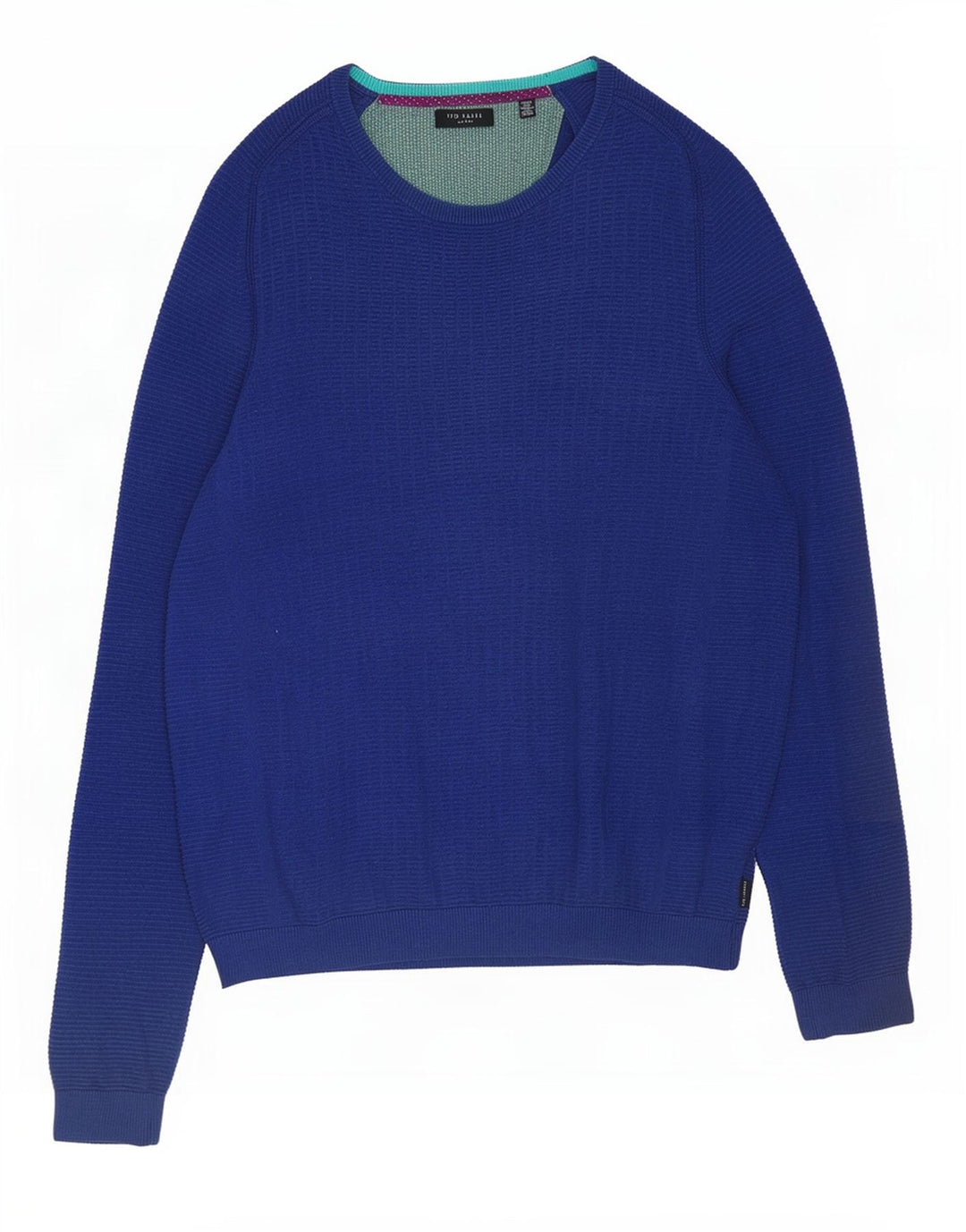 Ted Baker Herren-Pullover mit U-Boot-Ausschnitt, groß, aus blauer Baumwolle