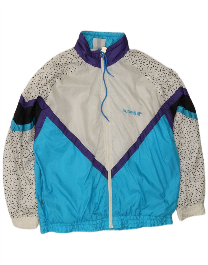 HUMMEL Herren-Trainingsanzugoberteil, XL, blaues Colourblock-Nylon