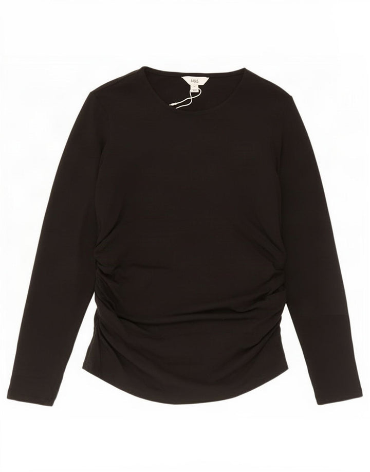 Marks & Spencer Damen Top Langarm UK 16 Large Schwarz Acryl