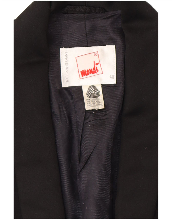 MONDI Damen-Blazerjacke mit 1 Knopf, EU 40, mittelschwarze Wolle mit Blumenmuster