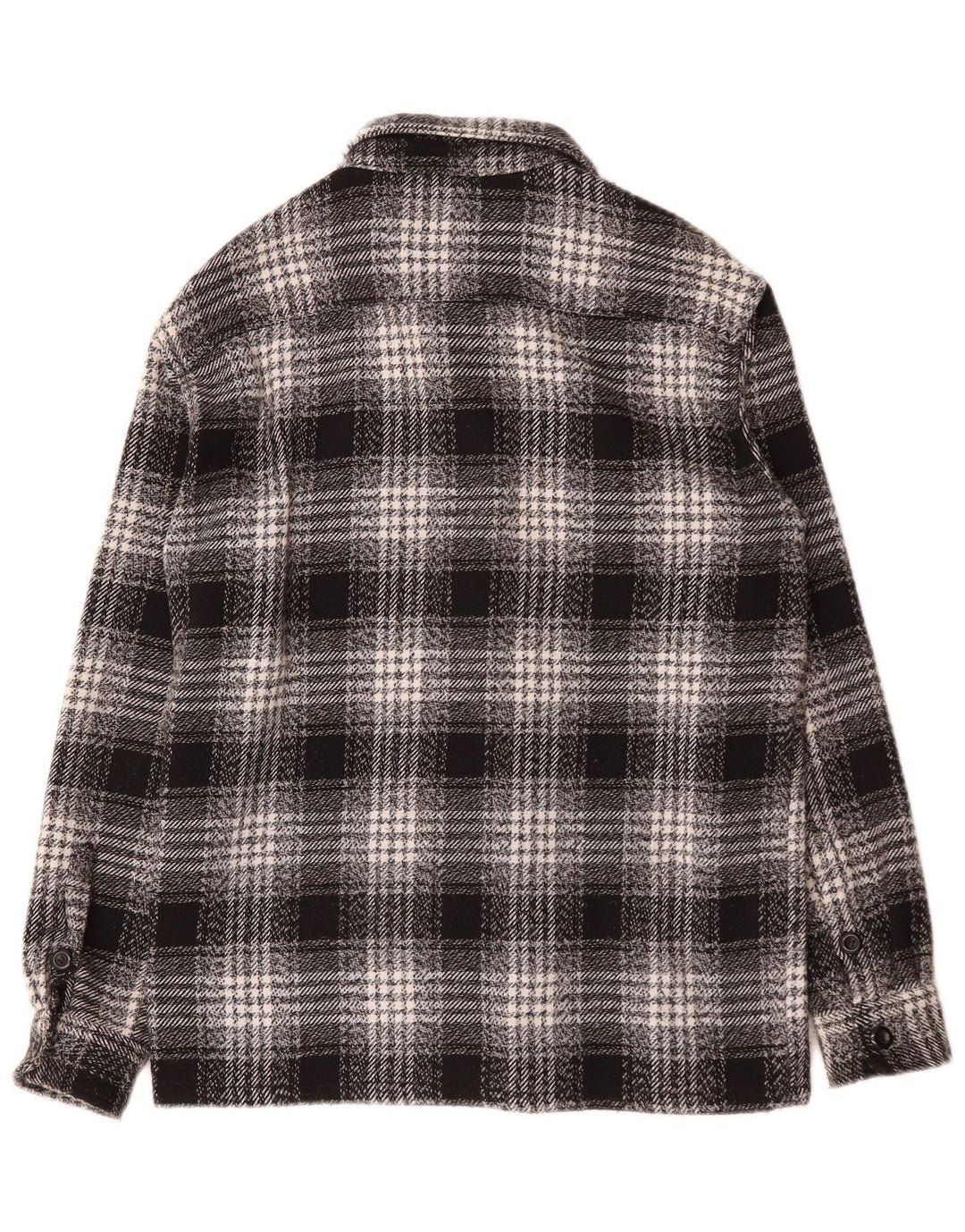 Vintage Herren Overshirt Flanellhemd Medium Schwarz Karo Baumwolle