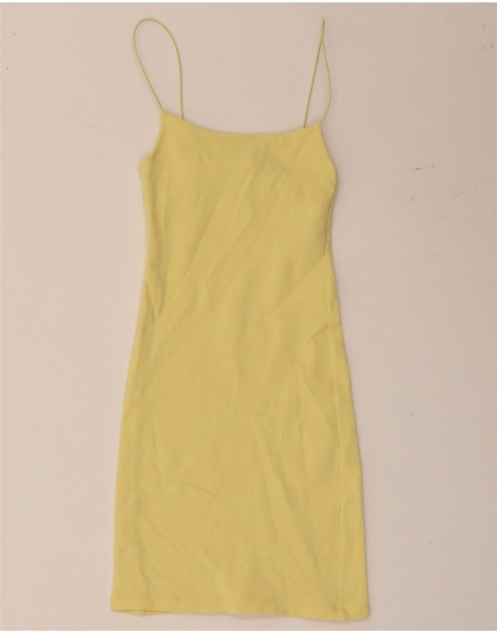 Zara Damen Slip Dress UK 8 Small Gelb
