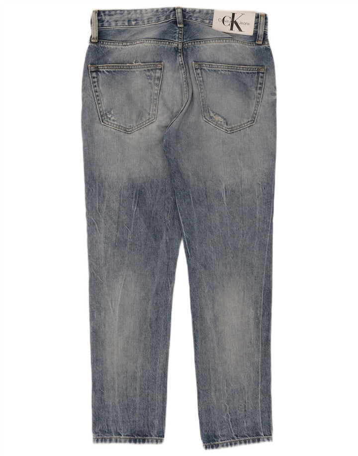 CALVIN KLEIN Damen Distressed Slim Jeans W28 L28 Blaue Baumwolle