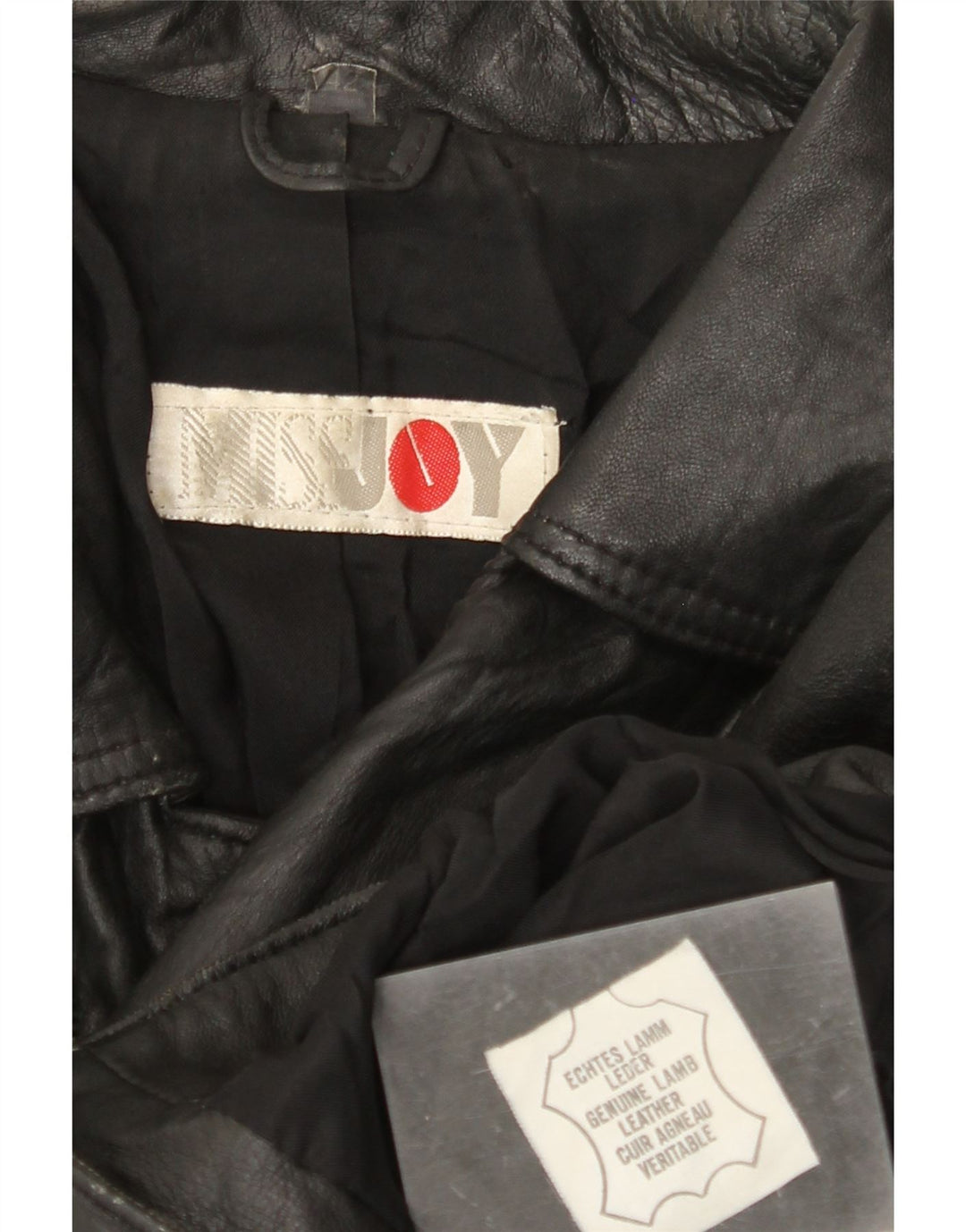 MISS JOY Damen Leder-Bikerjacke IT 42 Mittelschwarzes Leder