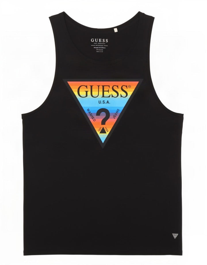 Guess Herren Grafik-Weste-Top aus mittelschwarzer Baumwolle
