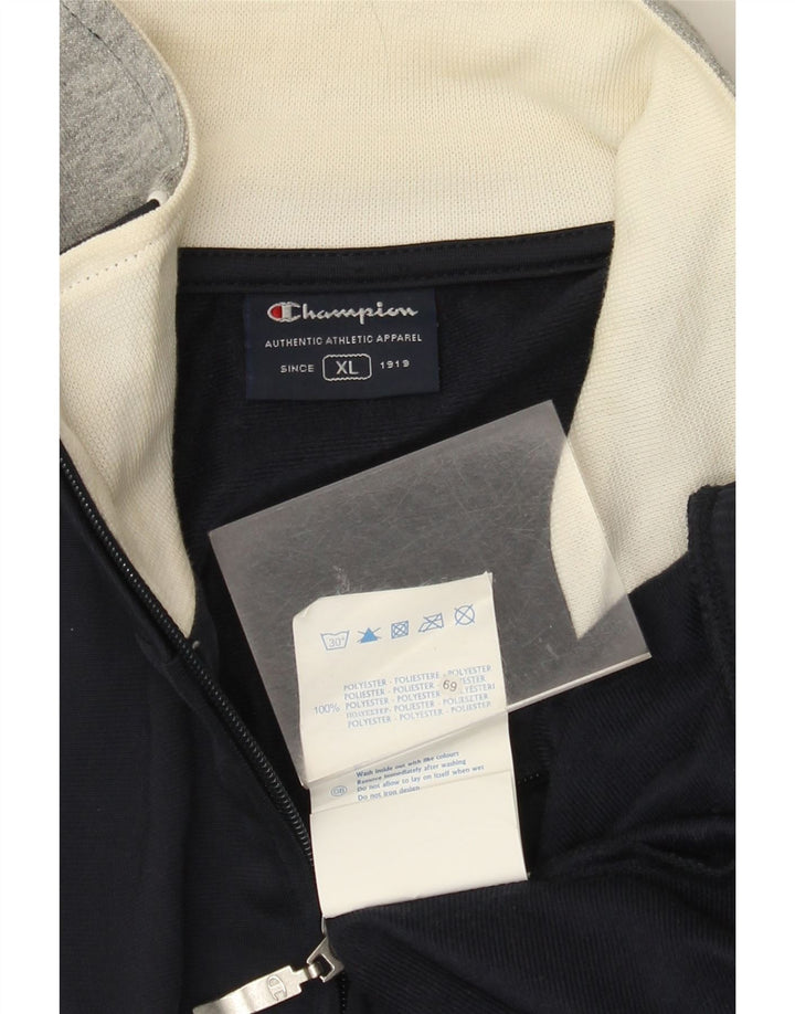 Champion Herren-Trainingsanzugoberteil, XL, Marineblau, Farbblock-Polyester