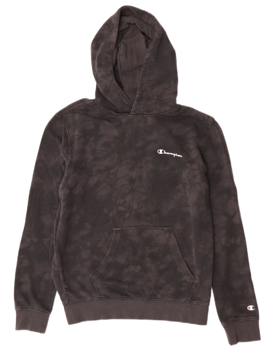 Champion Damen Kapuzenpullover UK 14 Mittelgraue Batik-Baumwolle