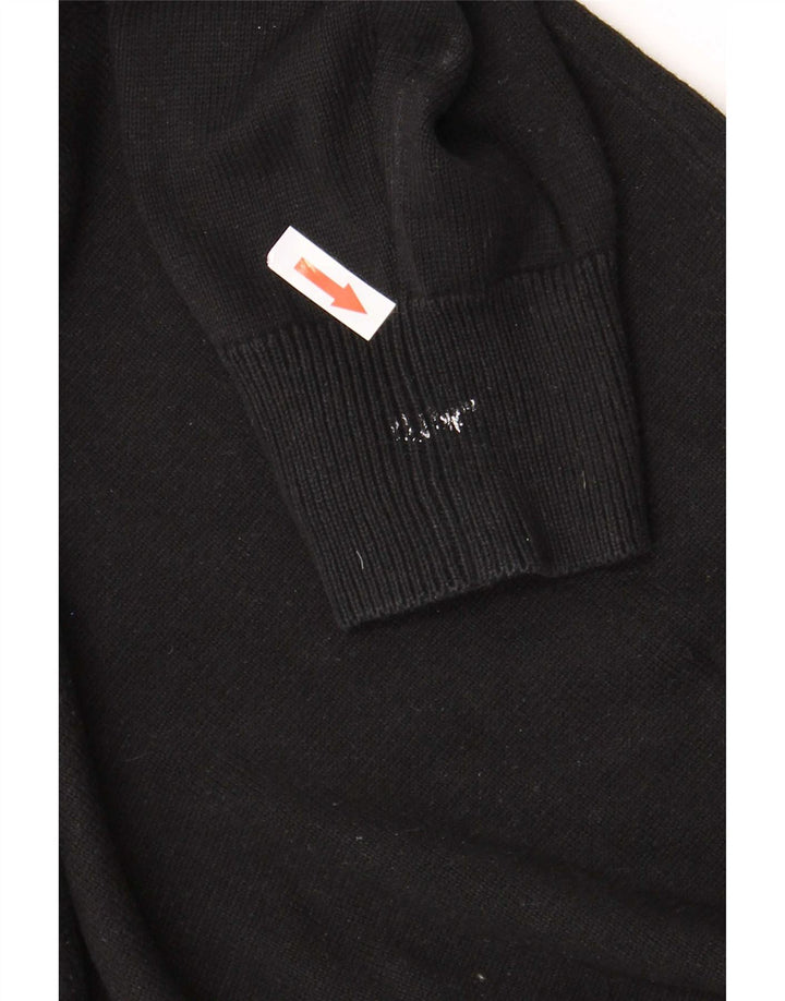 Lyle & Scott Herren-Pullover mit Reißverschluss am Hals, groß, aus schwarzer Baumwolle