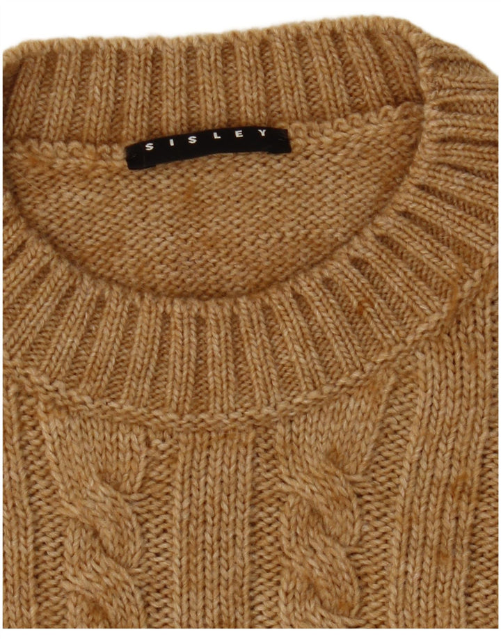 Sisley Damen-Pullover mit Rundhalsausschnitt, Gr. 8, Beige