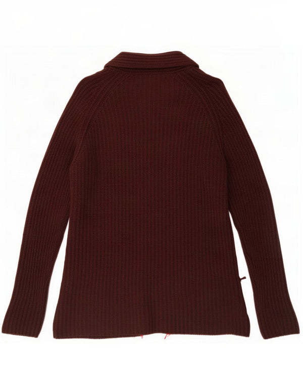 Zara Damen Longline Open Cardigan Pullover UK 16 Large Braun Baumwolle