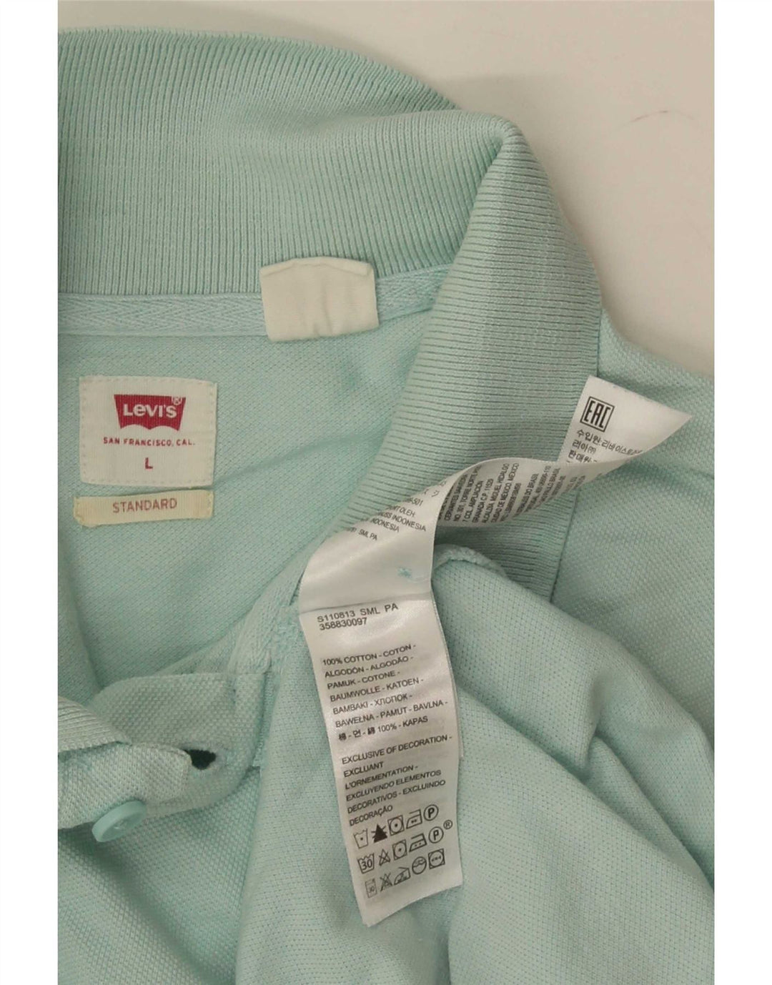 Levi's Herren Standard-Poloshirt, große türkisfarbene Baumwolle