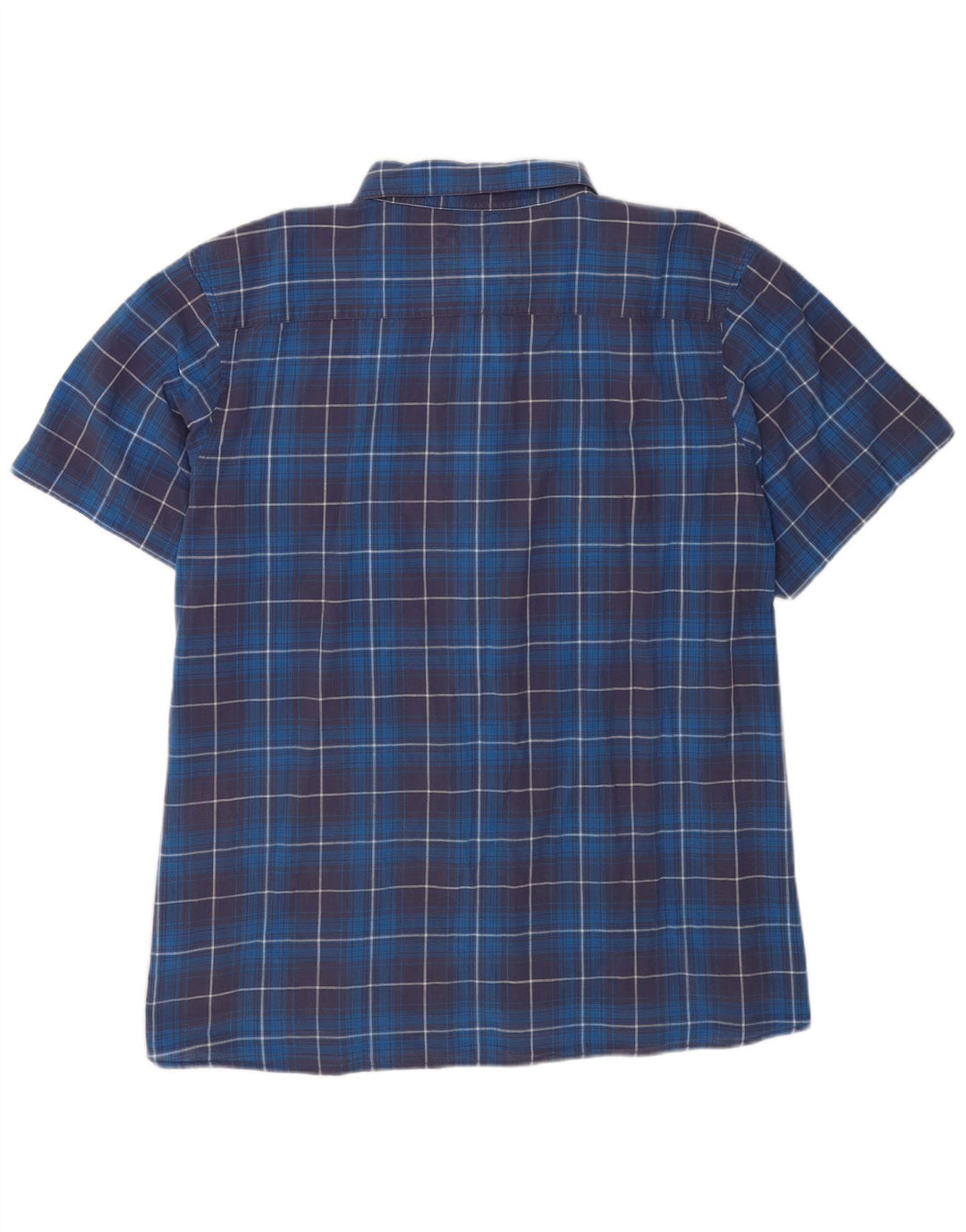 Weird Fish Herren-Kurzarmhemd 5XL, blau kariert, Baumwolle
