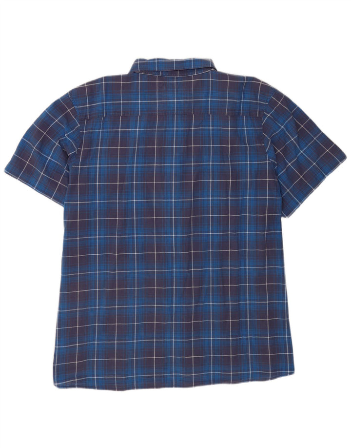 Weird Fish Herren-Kurzarmhemd 5XL, blau kariert, Baumwolle
