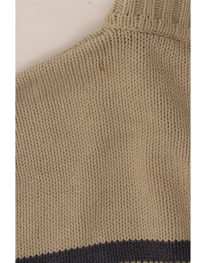 MARKS & SPENCER Herren Blauer Harbor-Pullover mit Reißverschluss am Hals, Größe L, Beige