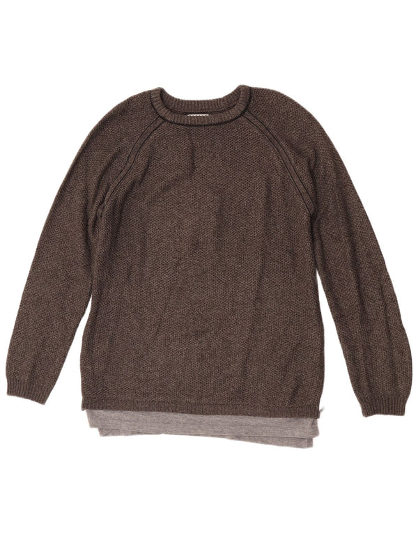 Zara Mädchen-Pullover mit U-Boot-Ausschnitt, 9–10 Jahre, braun geflecktes Polyester