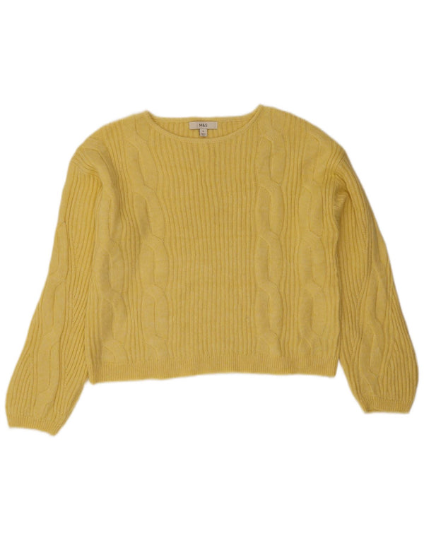 Marks & Spencer Damen Crop Pullover mit U-Boot-Ausschnitt, Gr. 14, Mittelgelb