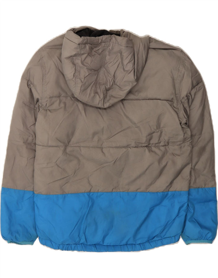QUIKSILVER Womens Hooded Padded Jacket UK 12 Medium Grey Colourblock Vintage Quiksilver and Second-Hand Quiksilver from Messina Hembry 