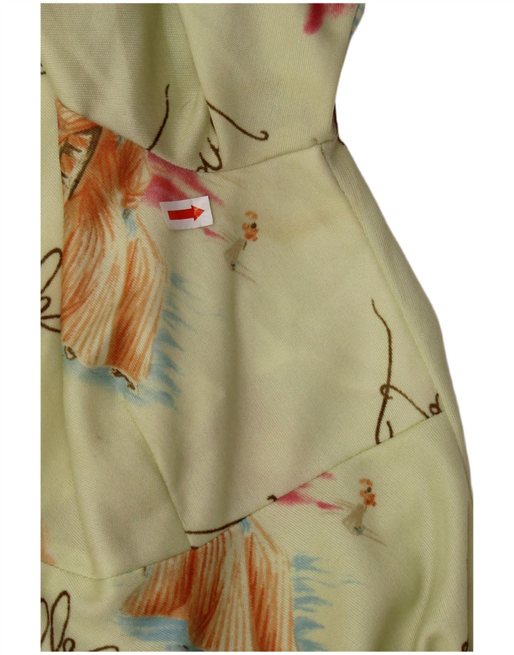 VINTAGE A-Linien-Kleid mit abstraktem Muster für Damen, Gr. 8, klein, Grün
