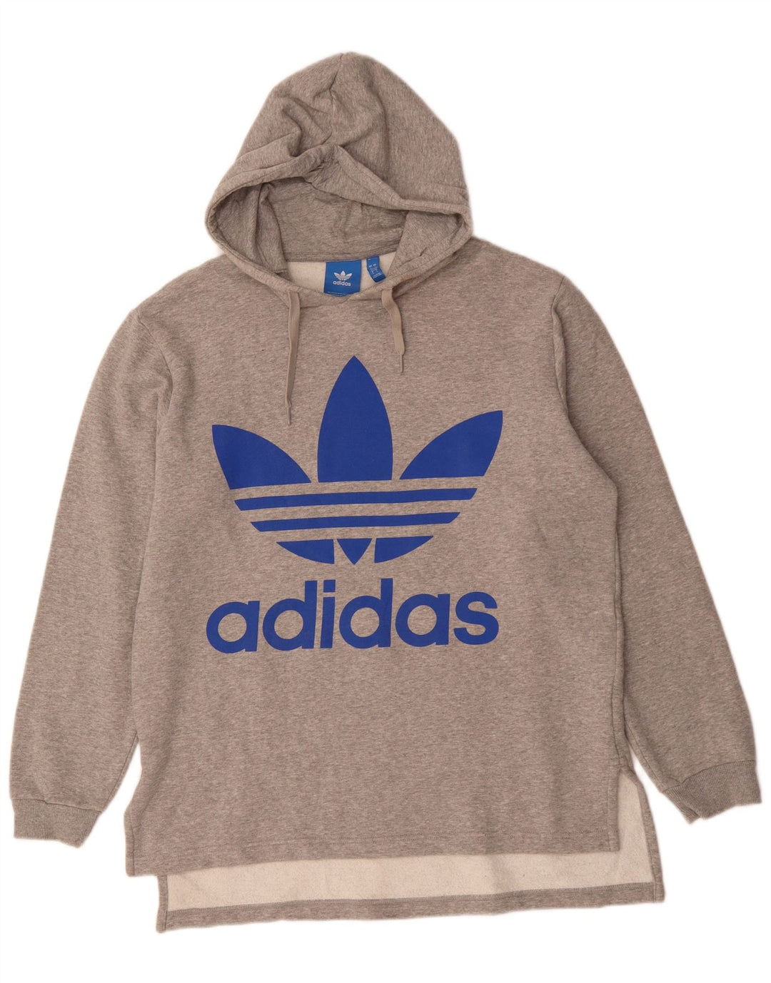 ADIDAS Womens Oversized Graphic Hoodie Pullover UK 16 Große graue Baumwolle