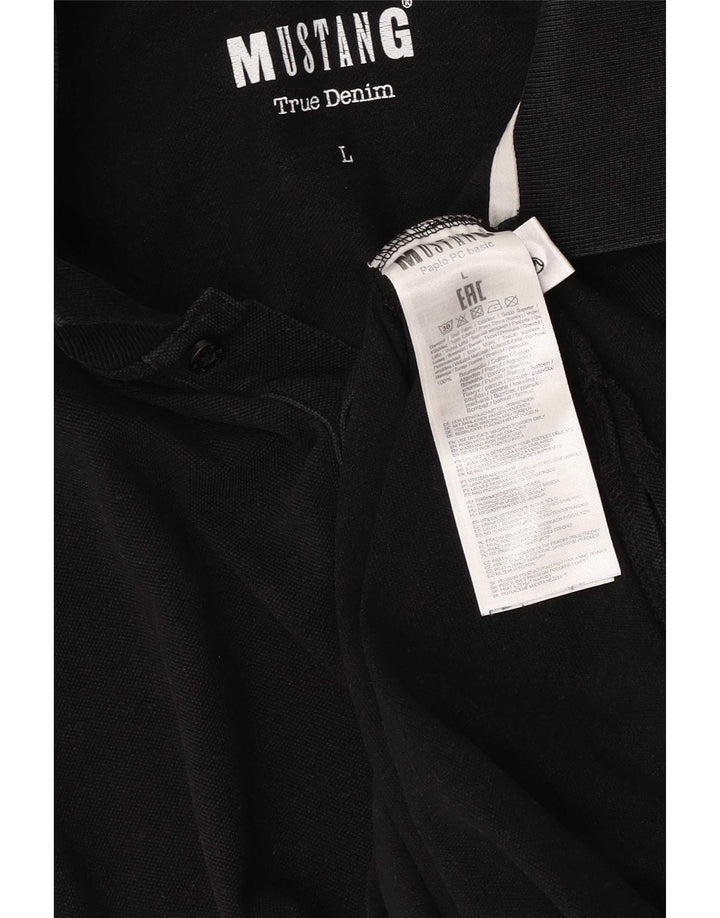 Mustang Herren-Poloshirt, groß, schwarze Baumwolle