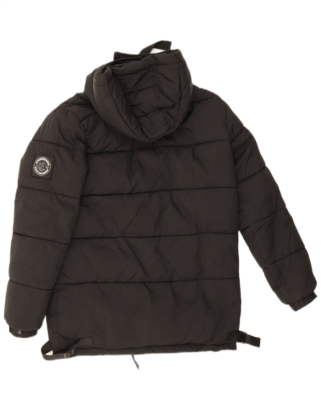 Superdry Damen-Kapuzen-Übergröße, gepolsterte Jacke, Größe S, Schwarz, Nylon, Gr. 8