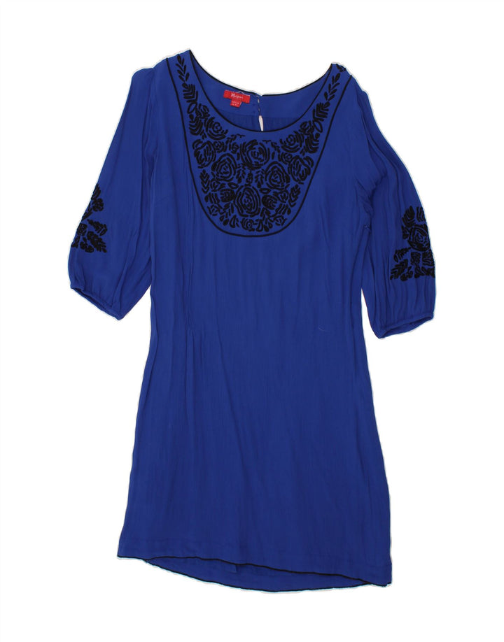 MONSOON Womens Abstract Pattern 3/4 Sleeve Maxi Dress UK 14 Medium Blue Vintage Monsoon and Second-Hand Monsoon from Messina Hembry 