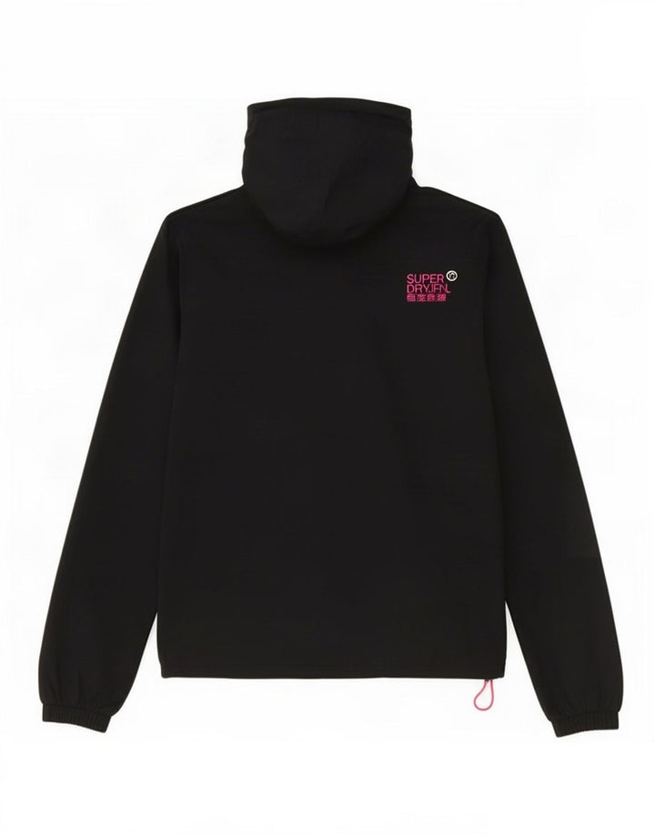 Superdry Damen-Windbreakerjacke mit Kapuze, UK 16, Größe L, Schwarz, Polyester