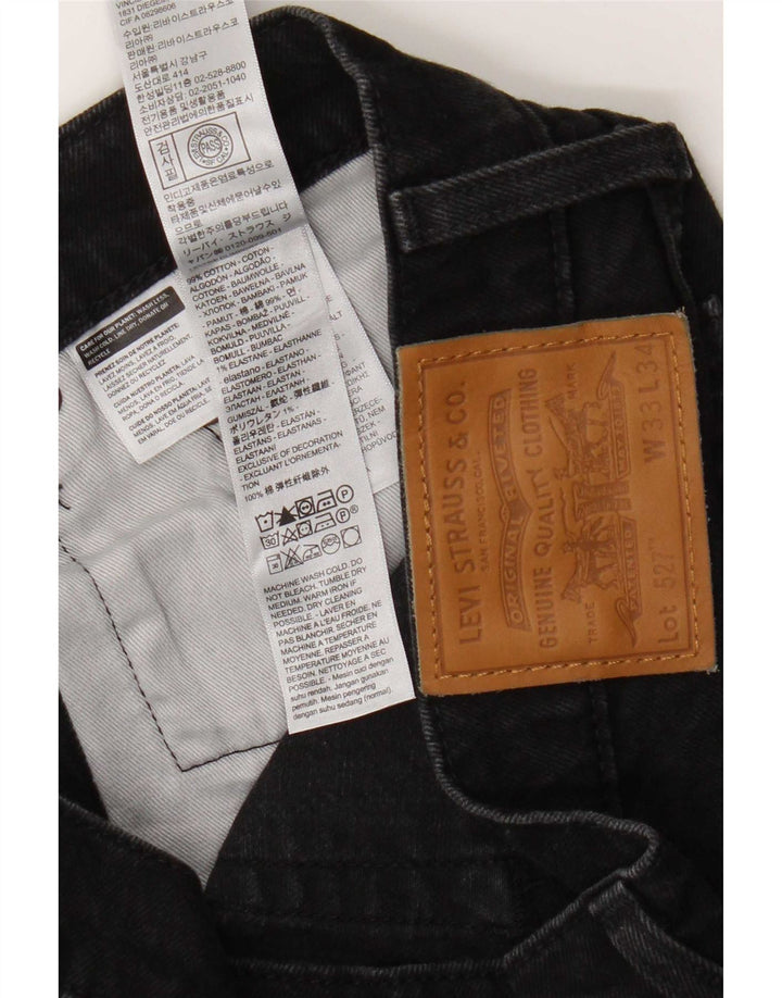 Levi's Herren 527 Bootcut Jeans W33 L34 Schwarze Baumwolle