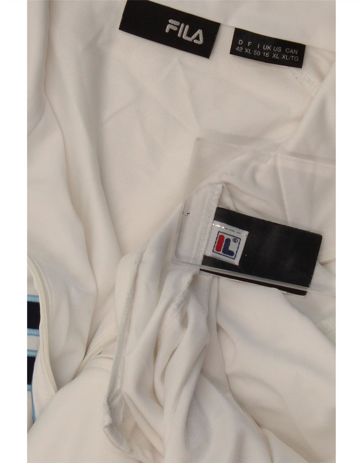 Fila Damen Grafik-Trainingsanzug-Top-Jacke UK 16 Large Weiß