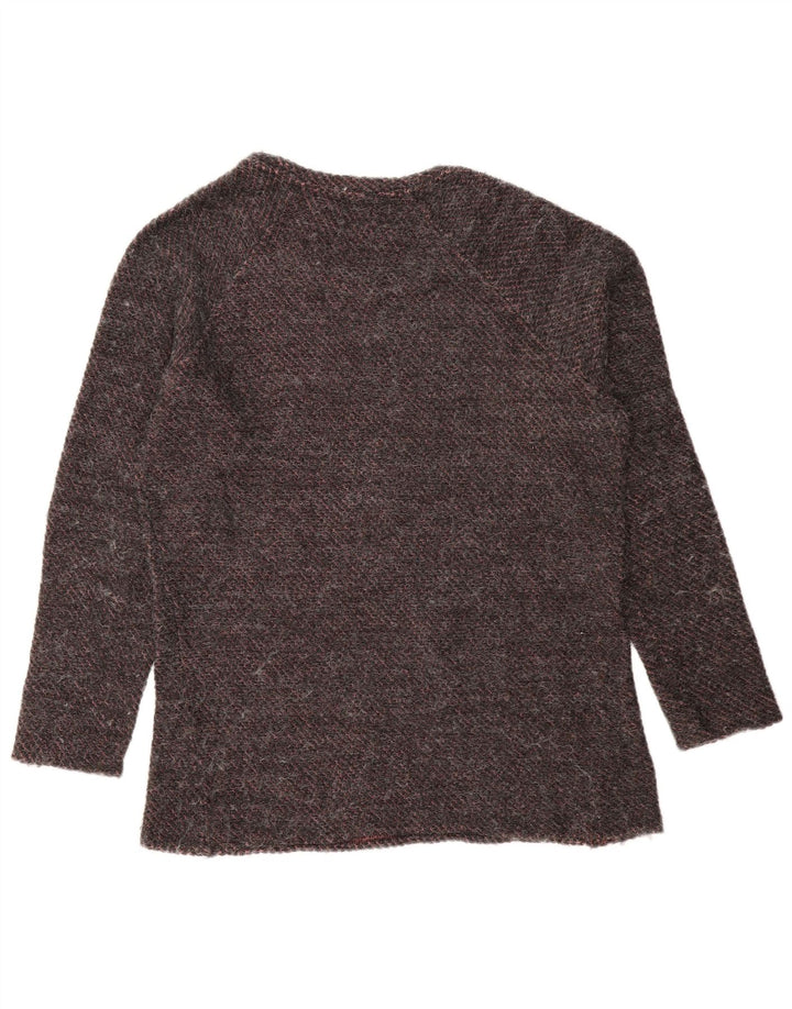 Zara Herren-Pullover mit U-Boot-Ausschnitt, mittelgrau, gestreift, Acryl