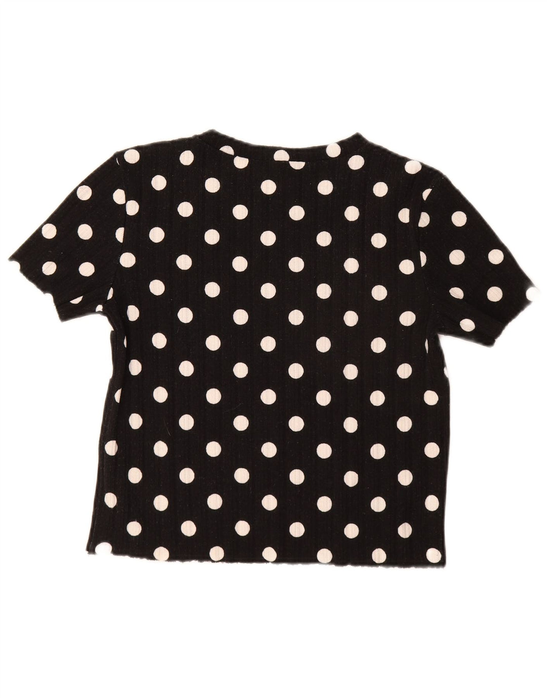 Zara Damen T-Shirt Top UK 14 Large Black Polka Dot